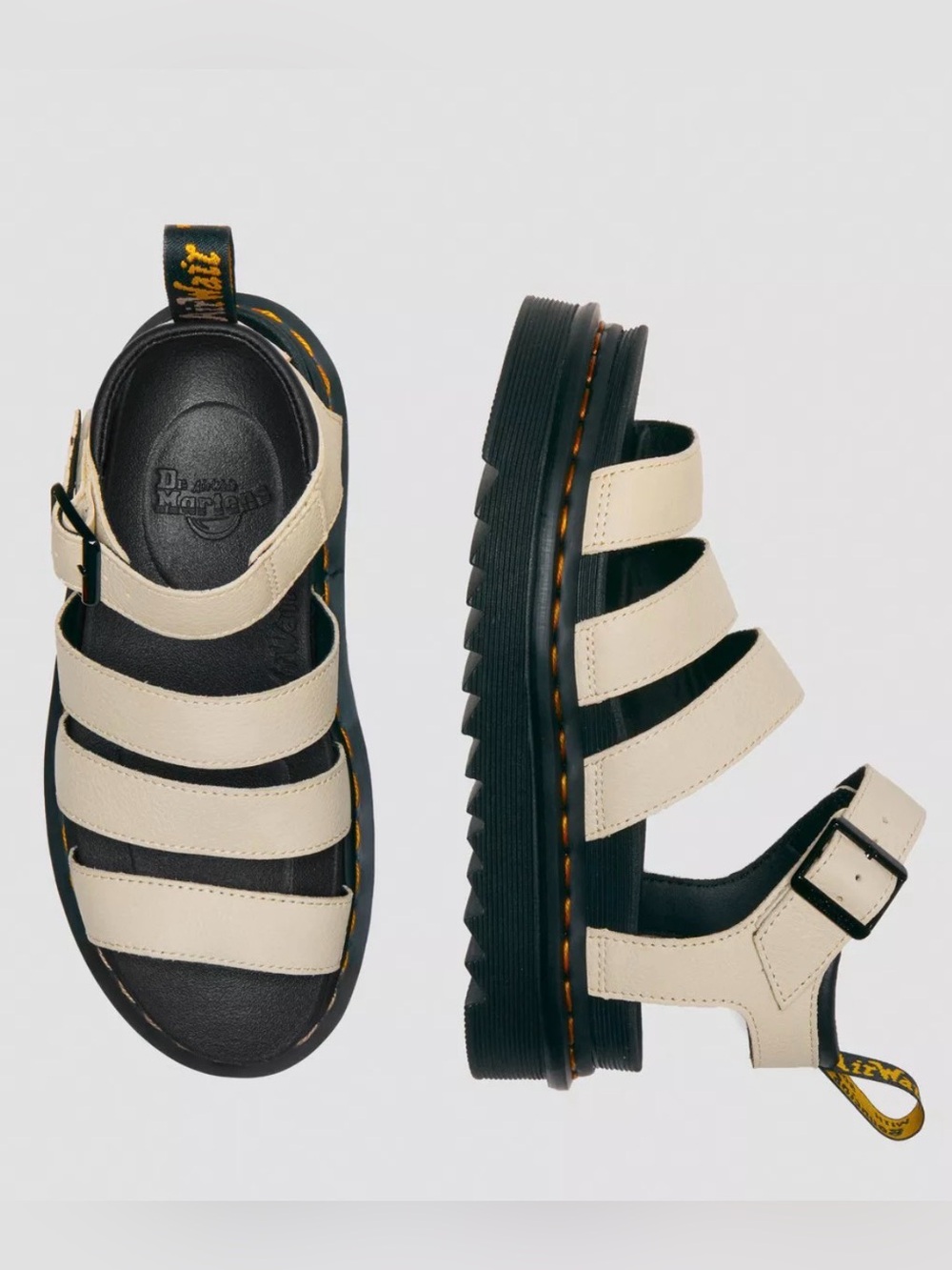 Dr. Martens Blaire Cream Leather Platform Sandals